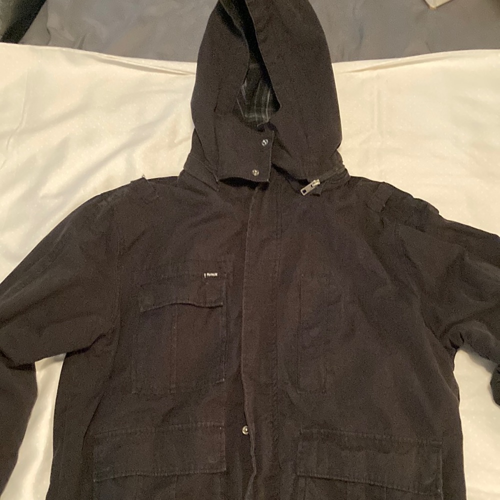 Black hooded jacket